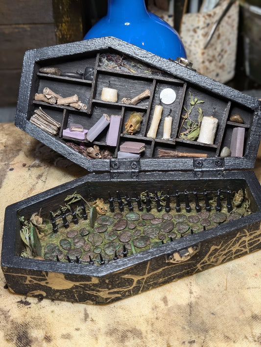 Graveyard Miniature Diorama in a Coffin Box